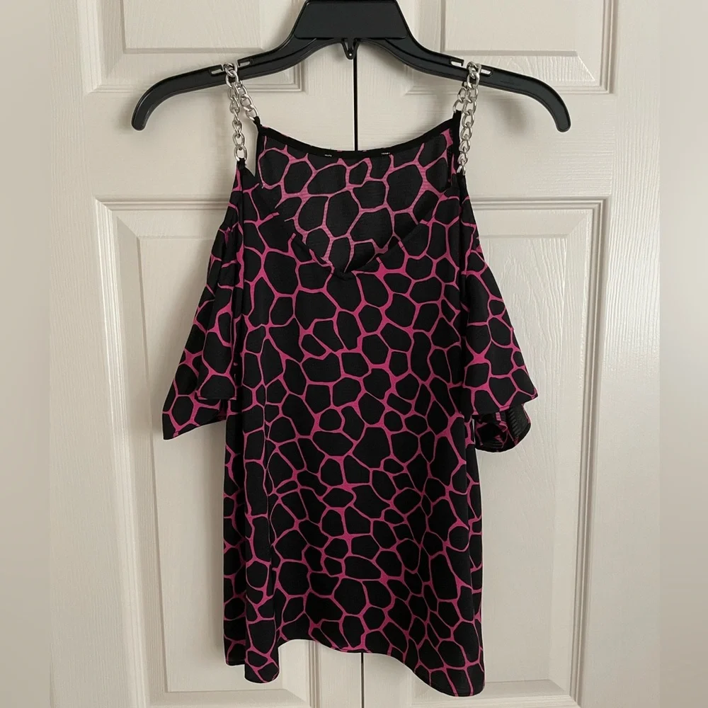 Michael Kors Women's Giraffe Print Cold-Shoulder Top